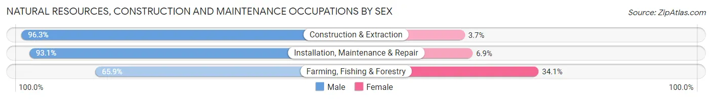 Natural Resources, Construction and Maintenance Occupations by Sex in Area Code 858