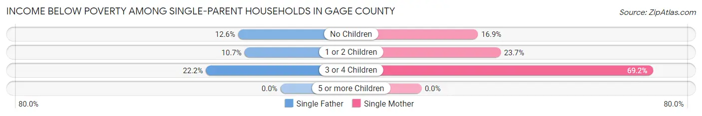 Income Below Poverty Among Single-Parent Households in Gage County