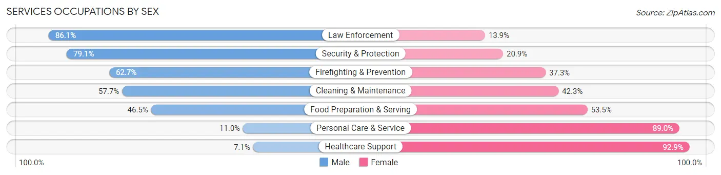 Services Occupations by Sex in Platte County