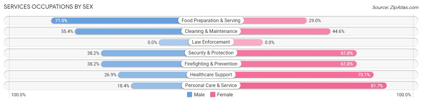 Services Occupations by Sex in Zip Code 30022