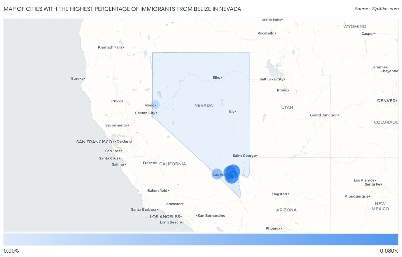 Cities with the Highest Percentage of Immigrants from Belize in Nevada Map