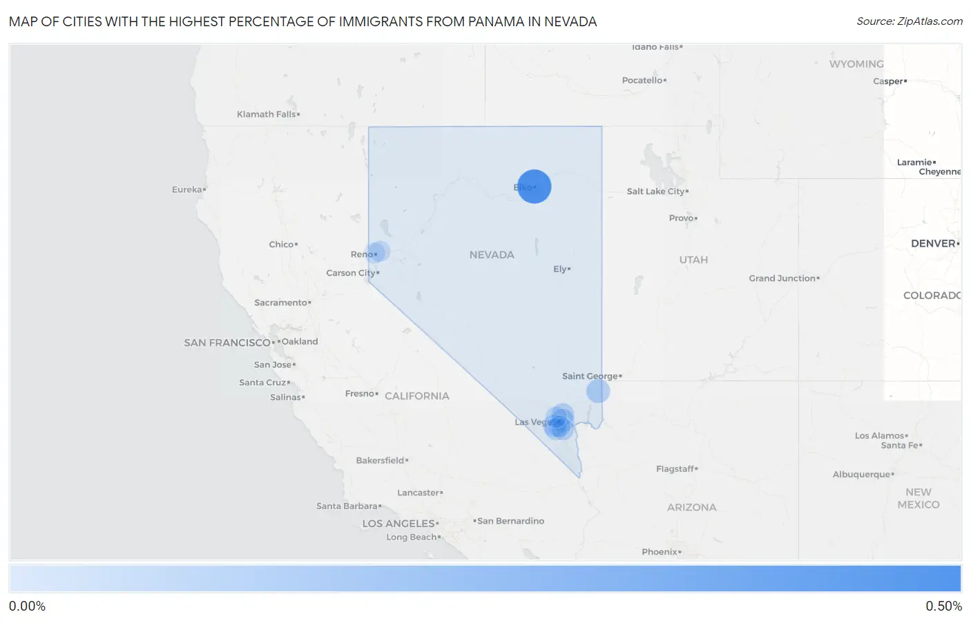 Cities with the Highest Percentage of Immigrants from Panama in Nevada Map