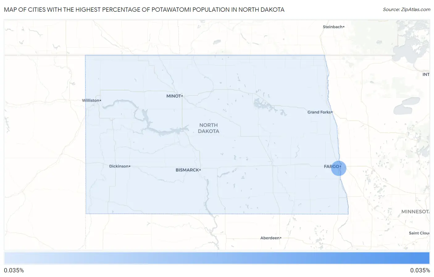 Cities with the Highest Percentage of Potawatomi Population in North Dakota Map