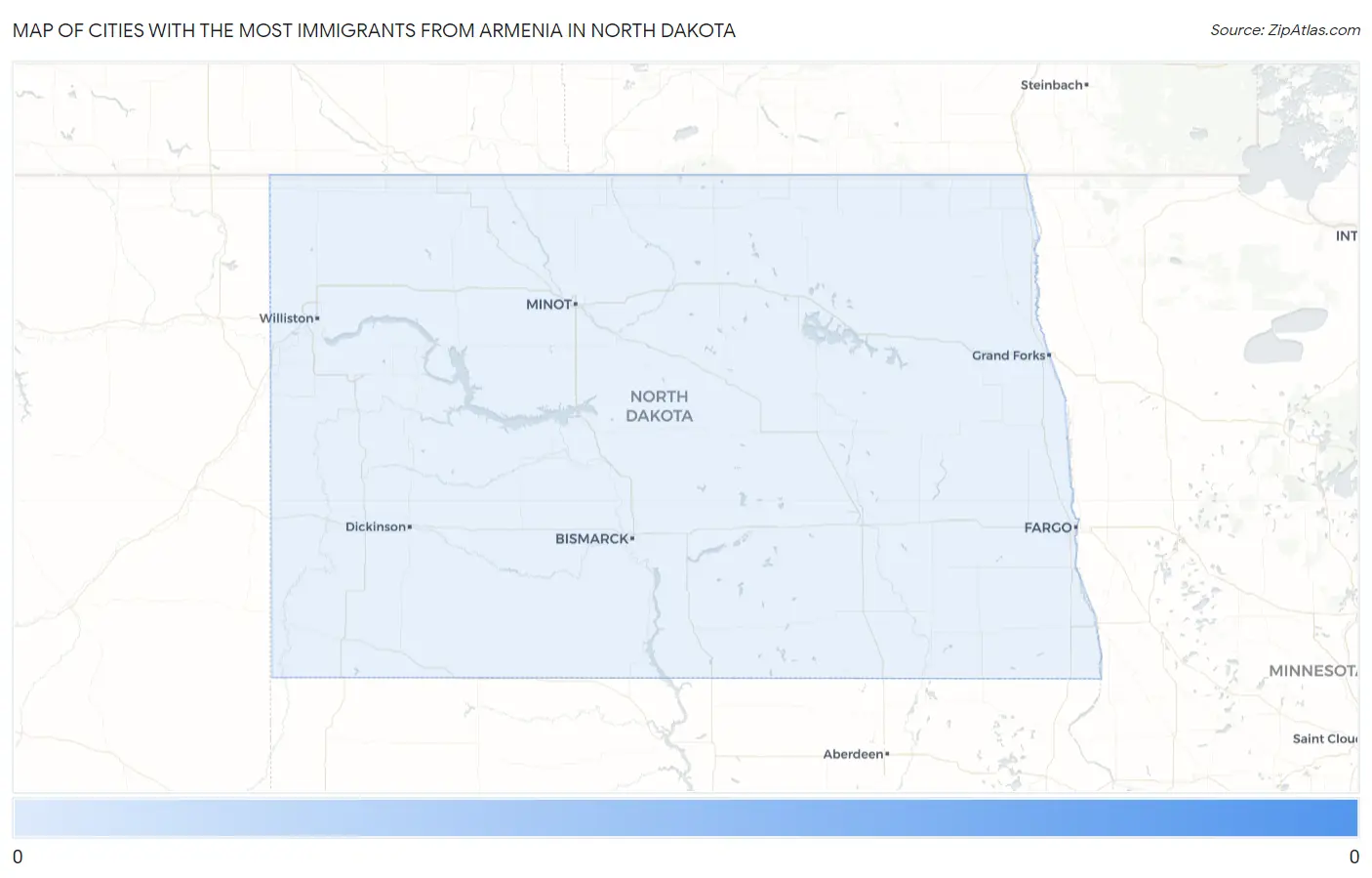 Cities with the Most Immigrants from Armenia in North Dakota Map