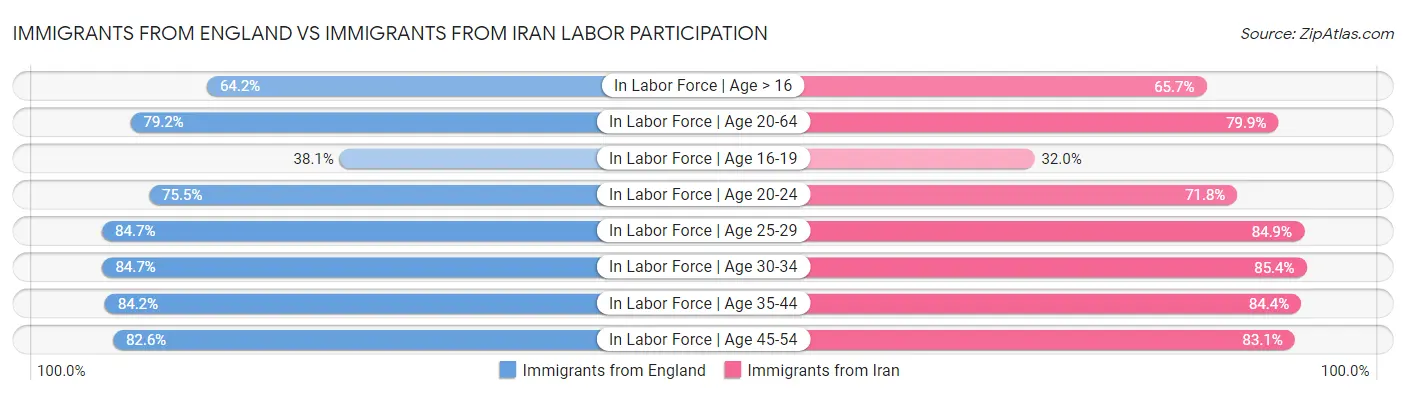 Immigrants from England vs Immigrants from Iran Labor Participation