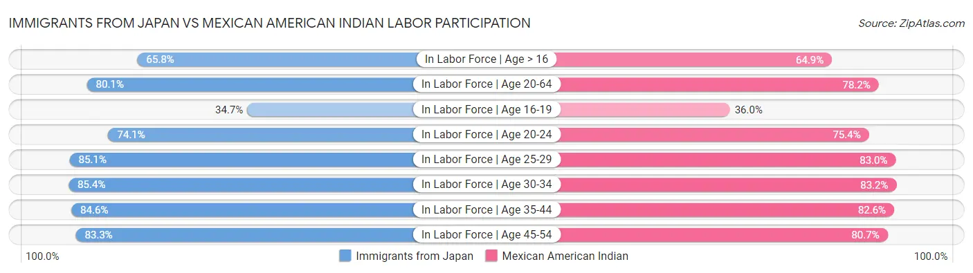 Immigrants from Japan vs Mexican American Indian Labor Participation