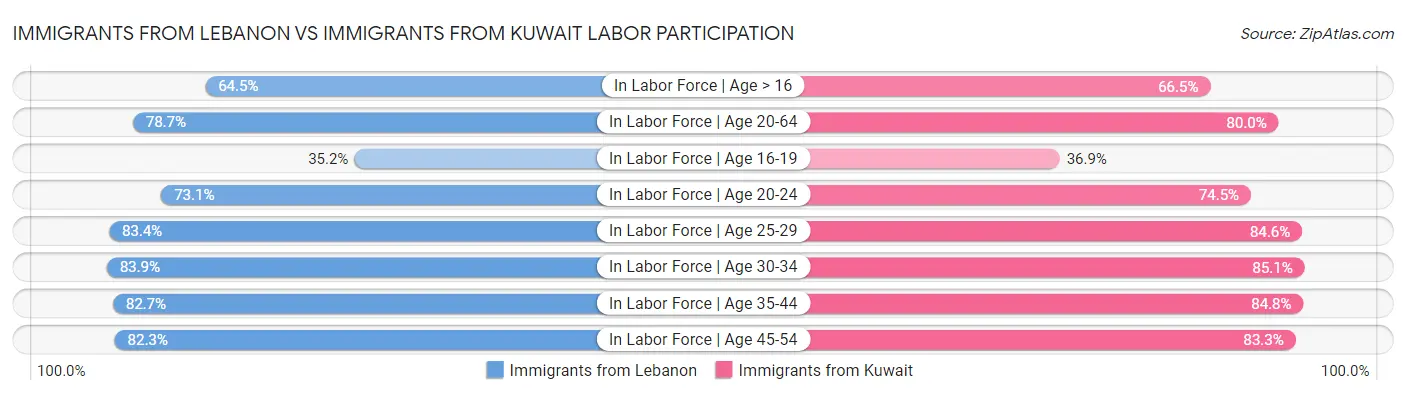 Immigrants from Lebanon vs Immigrants from Kuwait Labor Participation