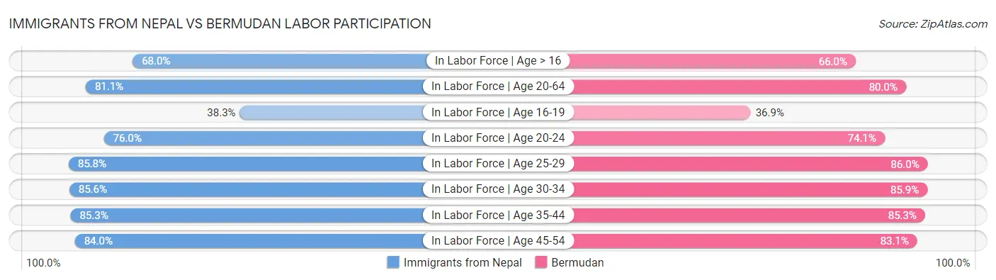 Immigrants from Nepal vs Bermudan Labor Participation