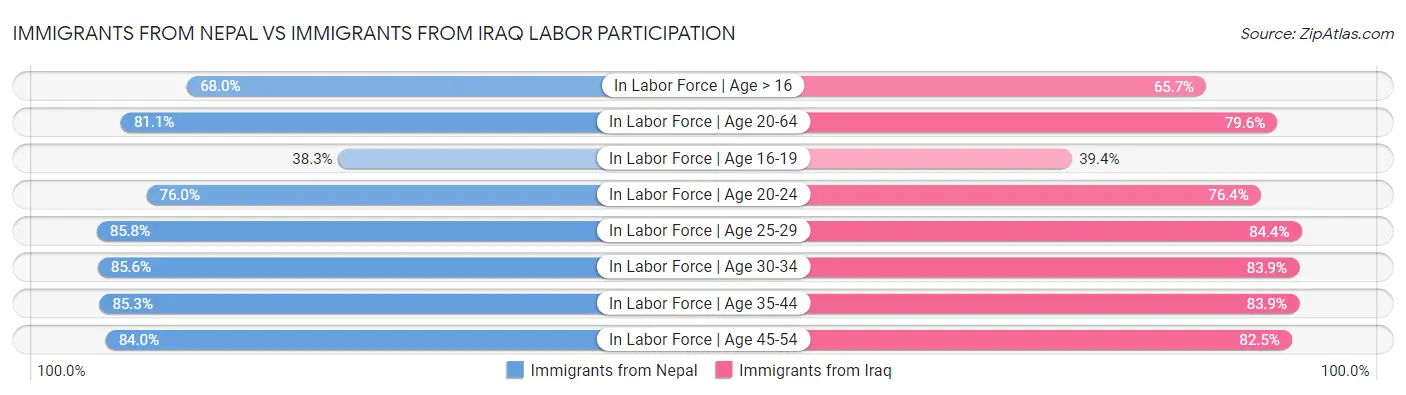 Immigrants from Nepal vs Immigrants from Iraq Labor Participation
