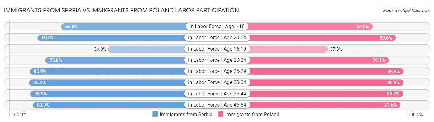 Immigrants from Serbia vs Immigrants from Poland Labor Participation