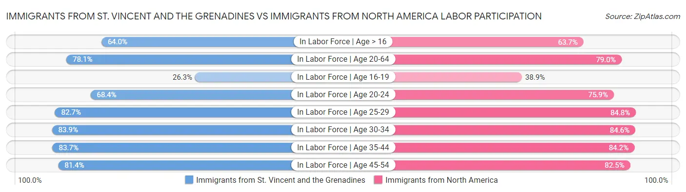 Immigrants from St. Vincent and the Grenadines vs Immigrants from North America Labor Participation