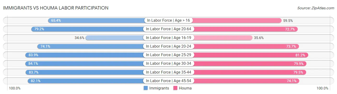 Immigrants vs Houma Labor Participation