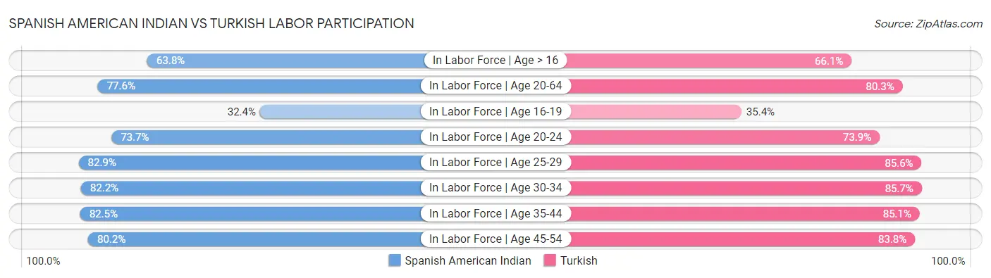 Spanish American Indian vs Turkish Labor Participation