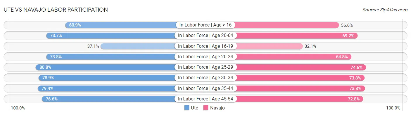 Ute vs Navajo Labor Participation