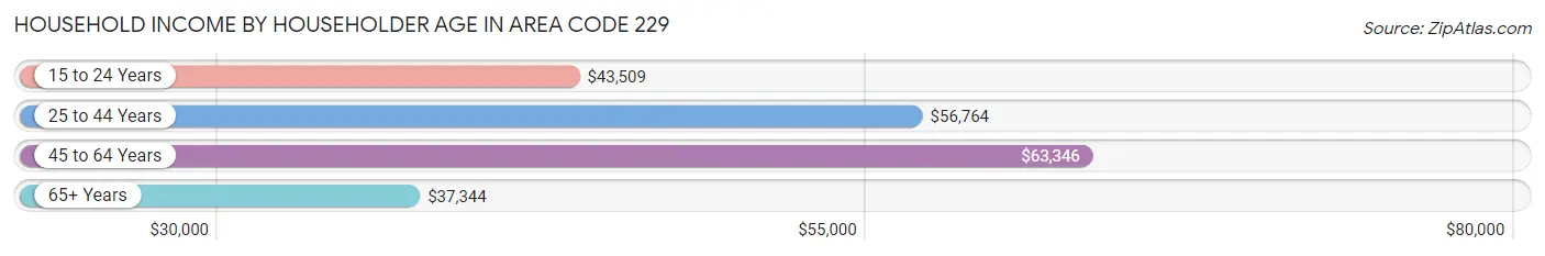 Household Income by Householder Age in Area Code 229