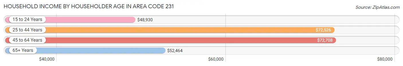 Household Income by Householder Age in Area Code 231