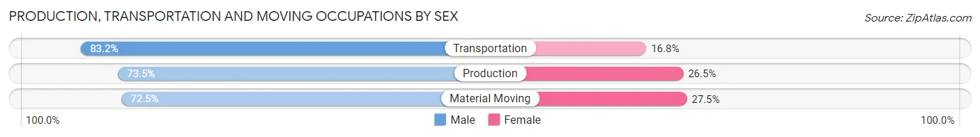 Production, Transportation and Moving Occupations by Sex in Area Code 253