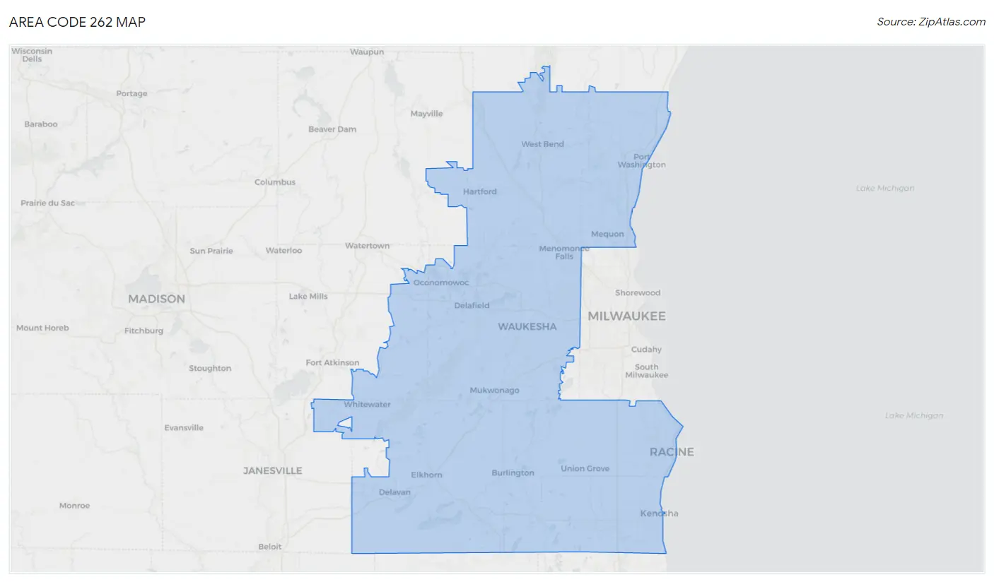 Area Code 262 Map