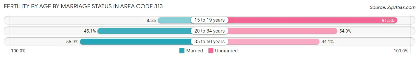 Female Fertility by Age by Marriage Status in Area Code 313