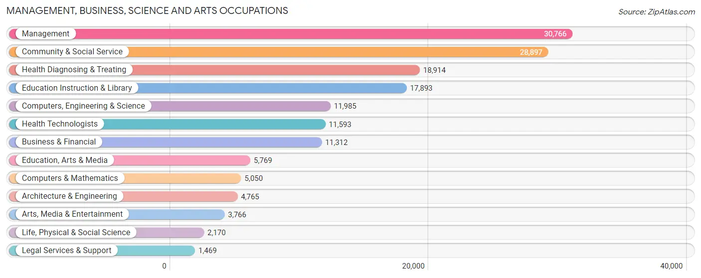 Management, Business, Science and Arts Occupations in Area Code 320