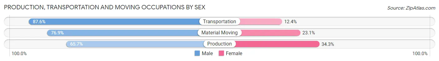 Production, Transportation and Moving Occupations by Sex in Area Code 336