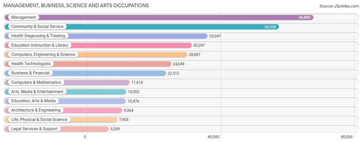 Management, Business, Science and Arts Occupations in Area Code 406