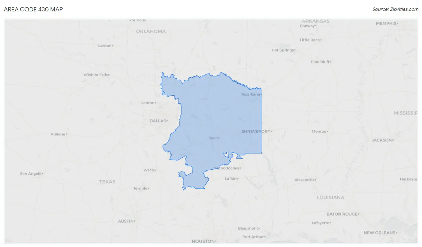 Area Code 430 Map