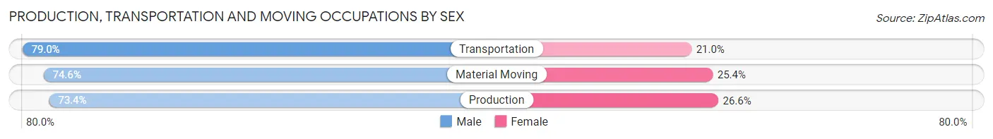 Production, Transportation and Moving Occupations by Sex in Area Code 480