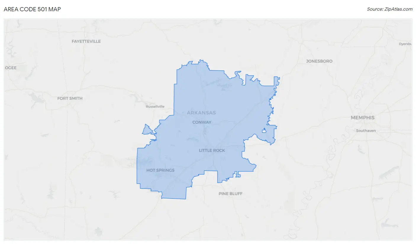 Area Code 501 Map