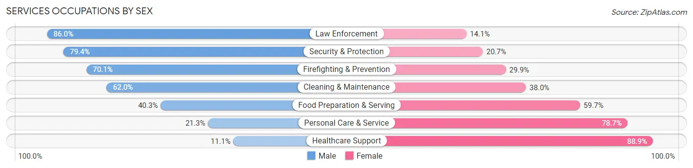 Services Occupations by Sex in Area Code 517