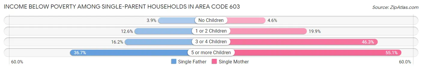 Income Below Poverty Among Single-Parent Households in Area Code 603