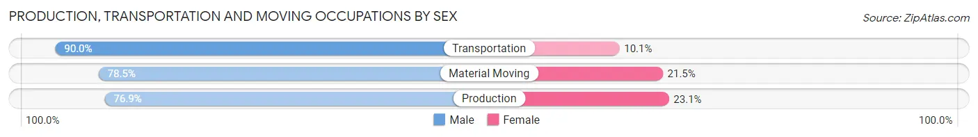 Production, Transportation and Moving Occupations by Sex in Area Code 606