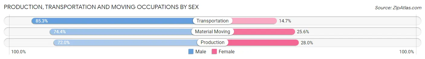 Production, Transportation and Moving Occupations by Sex in Area Code 804