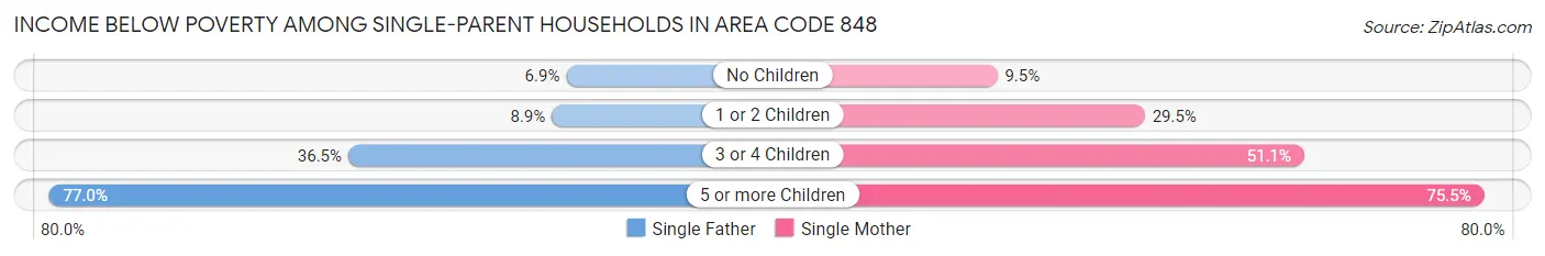 Income Below Poverty Among Single-Parent Households in Area Code 848