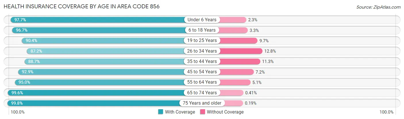 Health Insurance Coverage by Age in Area Code 856