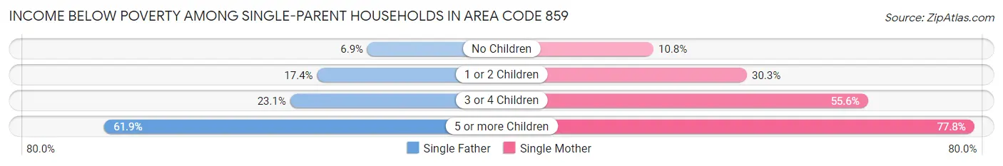 Income Below Poverty Among Single-Parent Households in Area Code 859