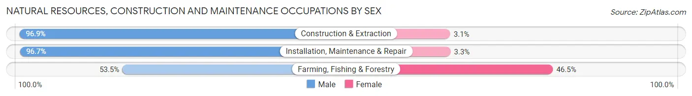 Natural Resources, Construction and Maintenance Occupations by Sex in Area Code 860