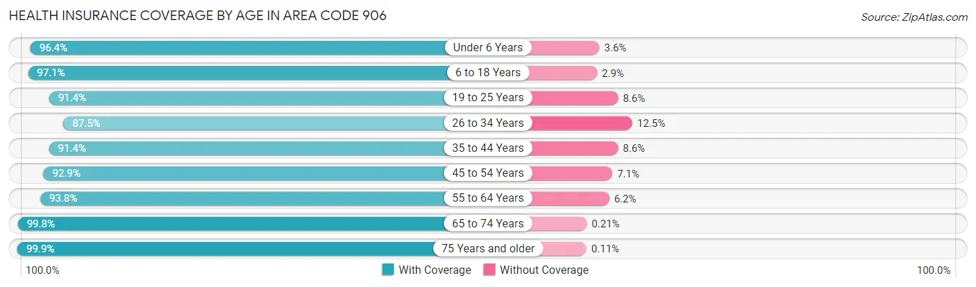 Health Insurance Coverage by Age in Area Code 906