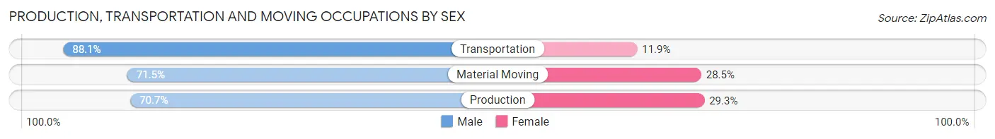 Production, Transportation and Moving Occupations by Sex in Area Code 916