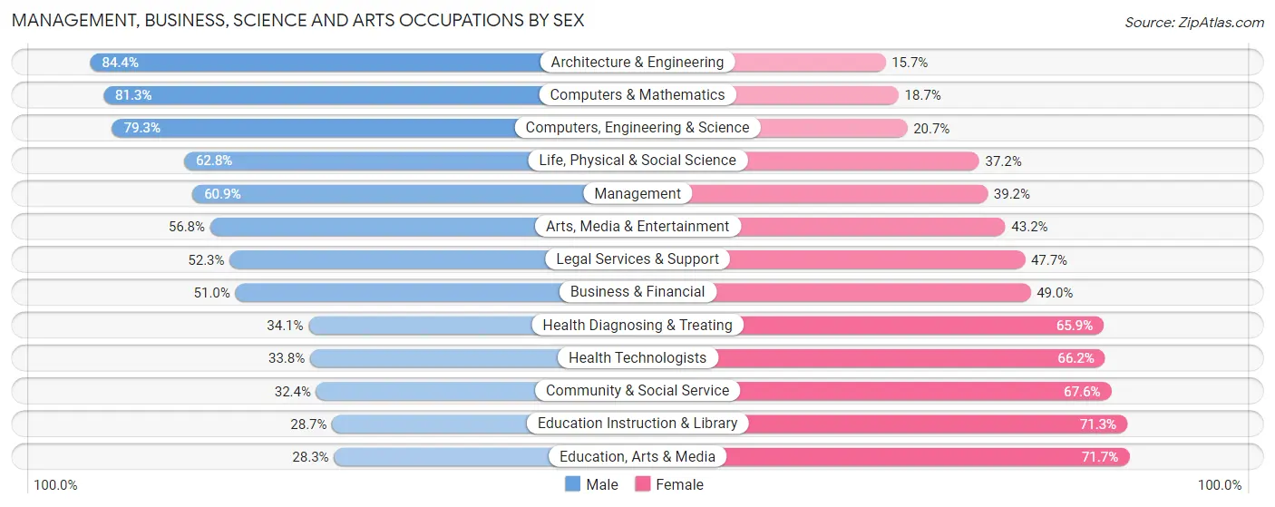 Management, Business, Science and Arts Occupations by Sex in Area Code 956
