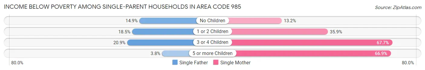 Income Below Poverty Among Single-Parent Households in Area Code 985