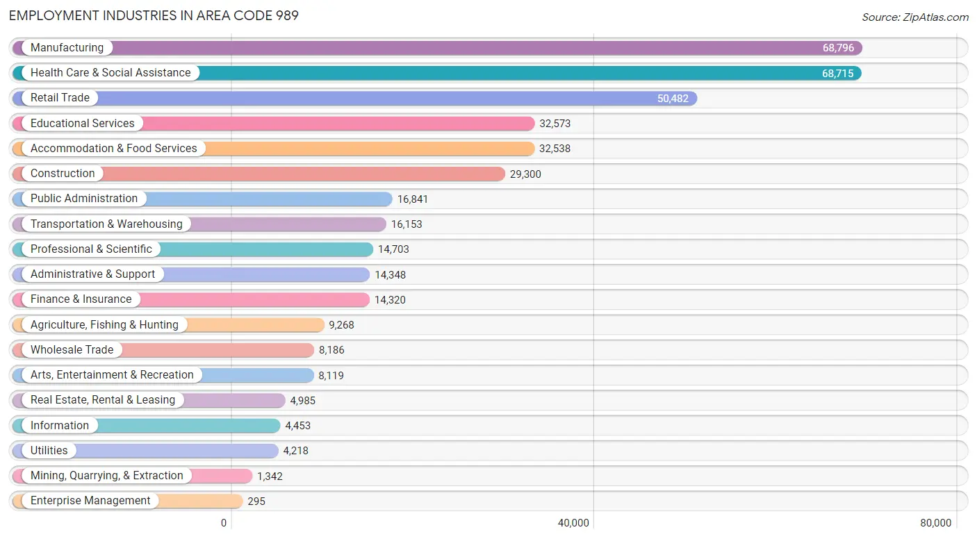 Employment Industries in Area Code 989