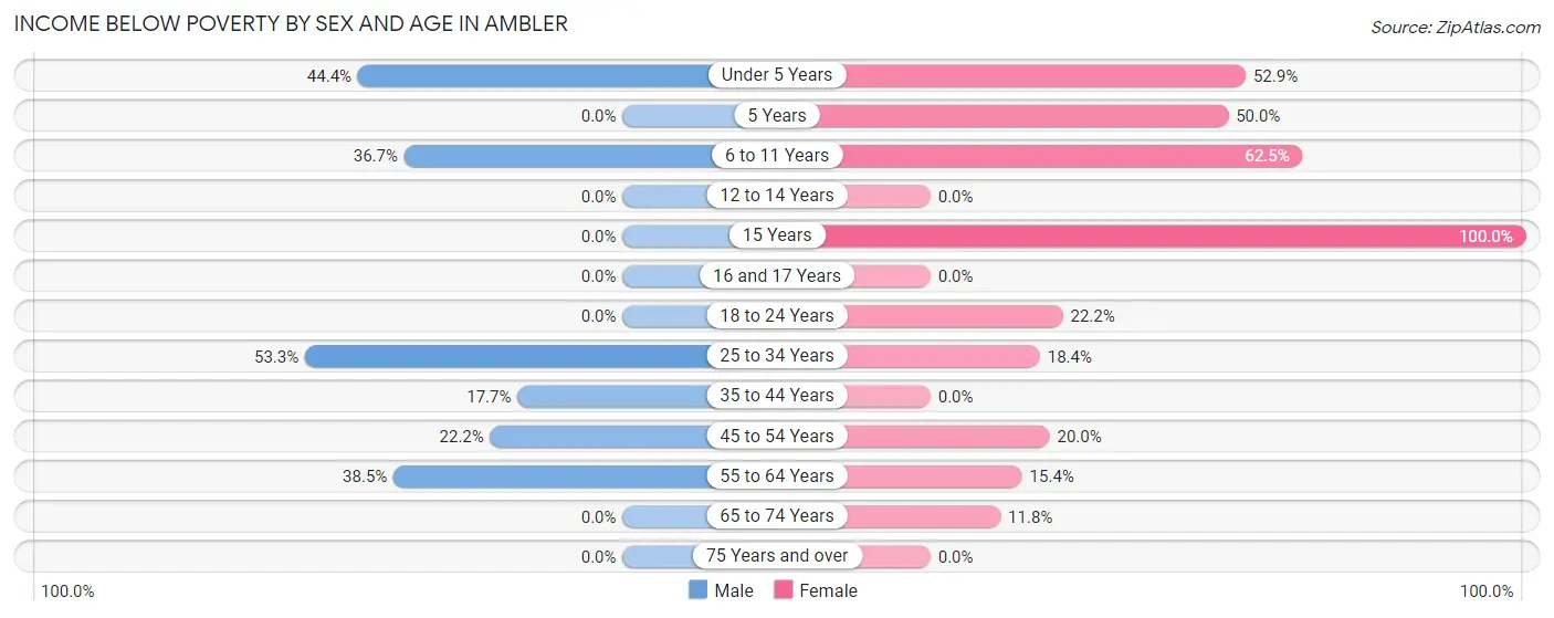 Income Below Poverty by Sex and Age in Ambler