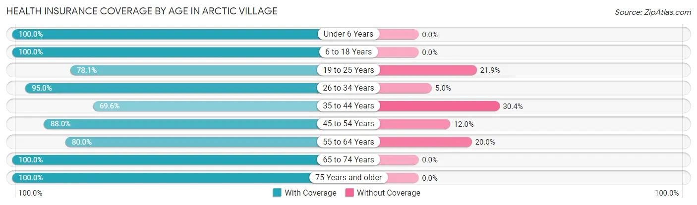 Health Insurance Coverage by Age in Arctic Village