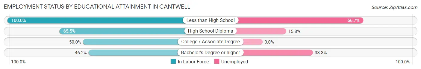 Employment Status by Educational Attainment in Cantwell