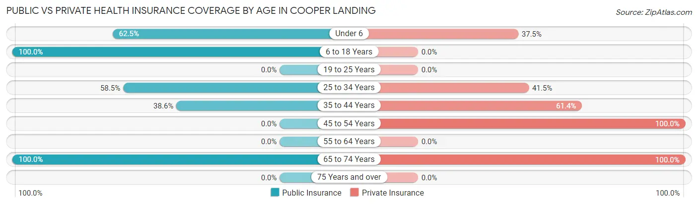 Public vs Private Health Insurance Coverage by Age in Cooper Landing