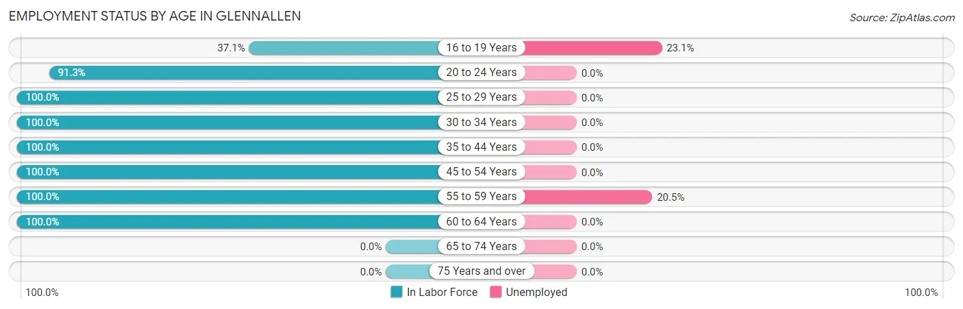 Employment Status by Age in Glennallen