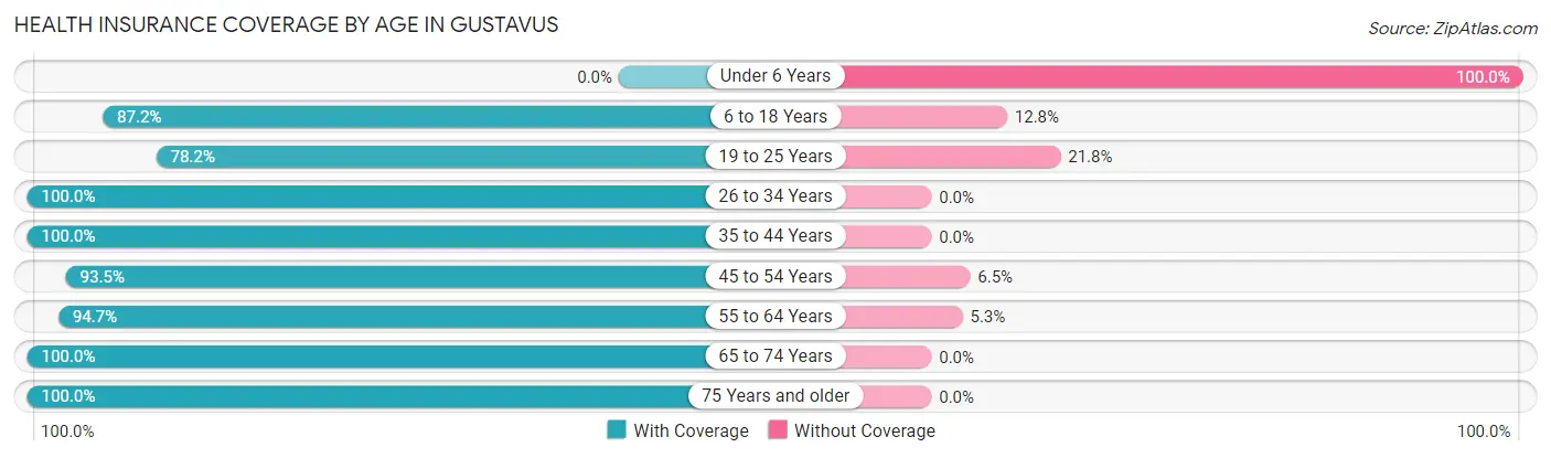 Health Insurance Coverage by Age in Gustavus