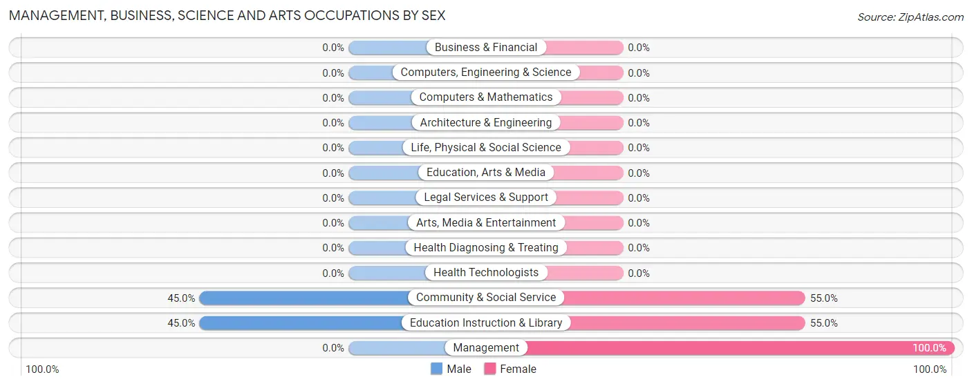 Management, Business, Science and Arts Occupations by Sex in Hooper Bay