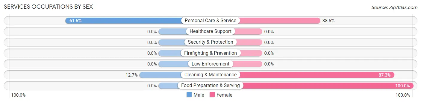 Services Occupations by Sex in Hooper Bay